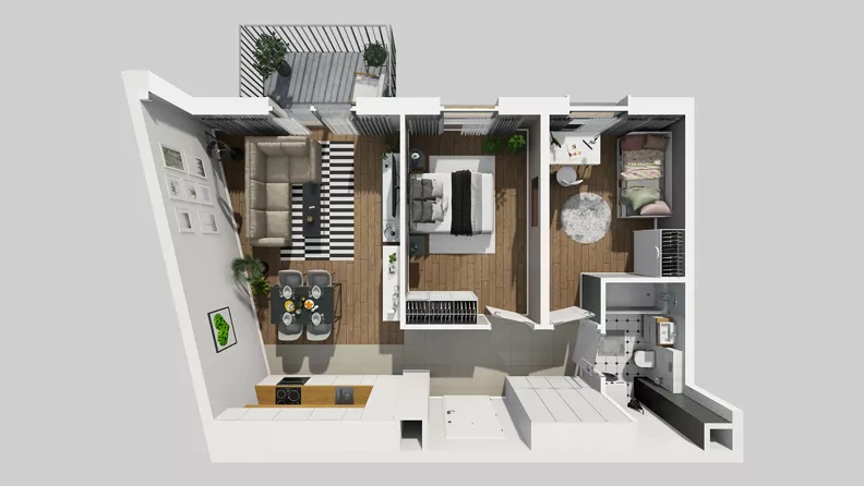 3 pokoje, mieszkanie 56,67 m², piętro 2, oferta nr A/43, Osiedle Park Świetlików, Wrocław, Maślice, Aleja Śliwowa 21