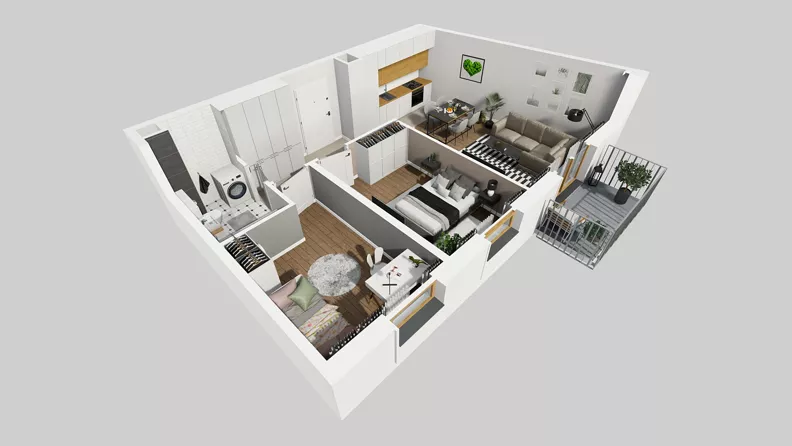 3 pokoje, mieszkanie 56,67 m², piętro 2, oferta nr A/43, Osiedle Park Świetlików, Wrocław, Maślice, Aleja Śliwowa 21