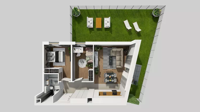 3 pokoje, mieszkanie 56,97 m², parter, oferta nr A/46, Osiedle Park Świetlików, Wrocław, Maślice, Aleja Śliwowa 21