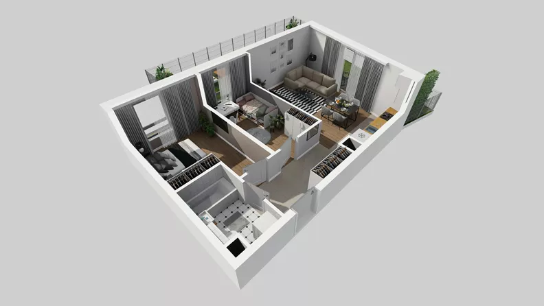 3 pokoje, mieszkanie 56,97 m², parter, oferta nr A/46, Osiedle Park Świetlików, Wrocław, Maślice, Aleja Śliwowa 21
