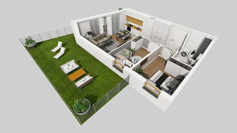 3 pokoje, mieszkanie 56,97 m², parter, oferta nr A/46, Osiedle Park Świetlików, Wrocław, Maślice, Aleja Śliwowa 21