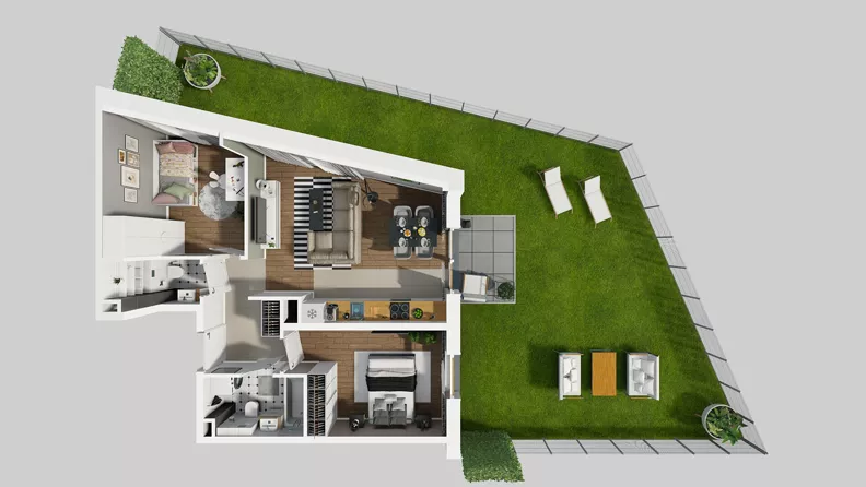 3 pokoje, mieszkanie 55,23 m², parter, oferta nr A/47, Osiedle Park Świetlików, Wrocław, Maślice, Aleja Śliwowa 21