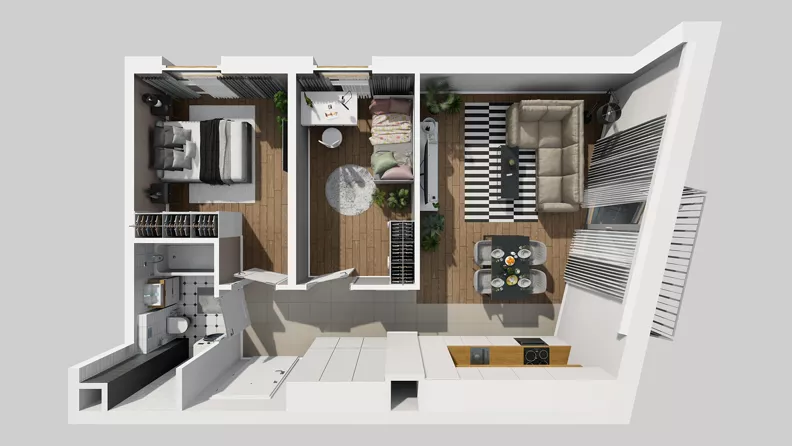 3 pokoje, mieszkanie 56,97 m², piętro 2, oferta nr A/56, Osiedle Park Świetlików, Wrocław, Maślice, Aleja Śliwowa 21