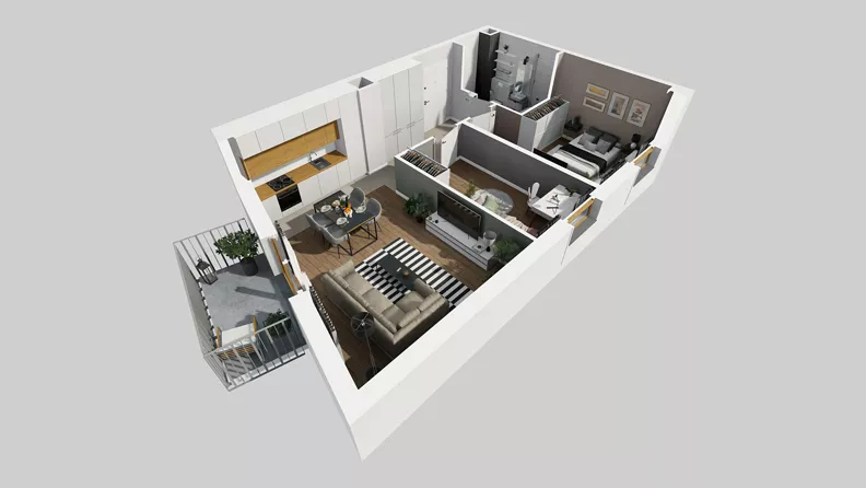 3 pokoje, mieszkanie 56,97 m², piętro 2, oferta nr A/56, Osiedle Park Świetlików, Wrocław, Maślice, Aleja Śliwowa 21