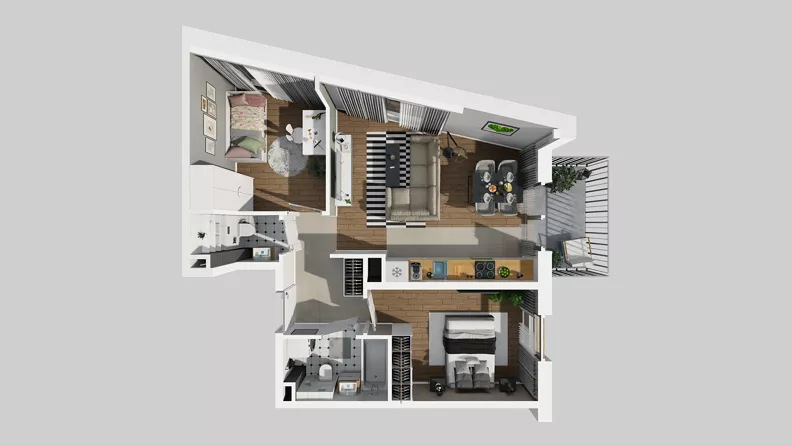 3 pokoje, mieszkanie 55,23 m², piętro 2, oferta nr A/57, Osiedle Park Świetlików, Wrocław, Maślice, Aleja Śliwowa 21