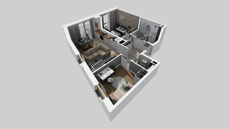 3 pokoje, mieszkanie 55,23 m², piętro 2, oferta nr A/57, Osiedle Park Świetlików, Wrocław, Maślice, Aleja Śliwowa 21