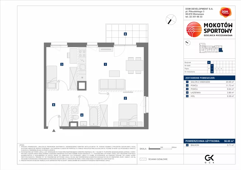 3 pokoje, mieszkanie 56,00 m², piętro 1, oferta nr B/29, Mokotów Sportowy 1.3, Warszawa, Mokotów, Augustówka, ul. Antoniewska