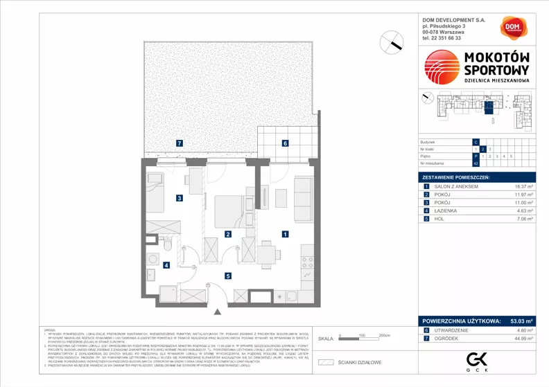3 pokoje, mieszkanie 53,03 m², parter, oferta nr C/42, Mokotów Sportowy 1.3, Warszawa, Mokotów, Augustówka, ul. Antoniewska