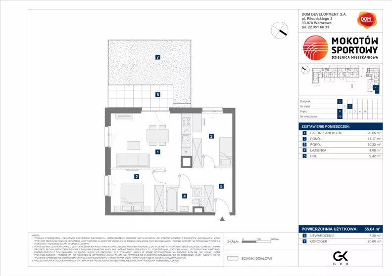 3 pokoje, mieszkanie 55,64 m², parter, oferta nr C/79, Mokotów Sportowy 1.3, Warszawa, Mokotów, Augustówka, ul. Antoniewska