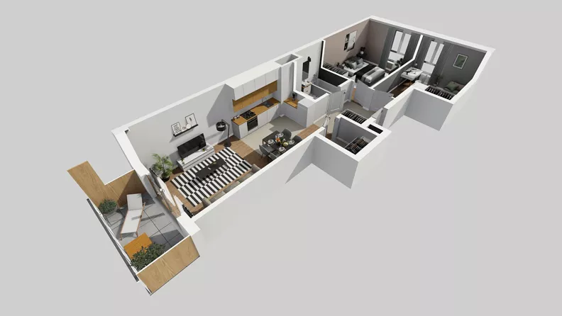 3 pokoje, mieszkanie 61,14 m², piętro 4, oferta nr A/66, Osiedle Bokserska 71, Warszawa, Ursynów, Wyczółki, ul. Bokserska 71