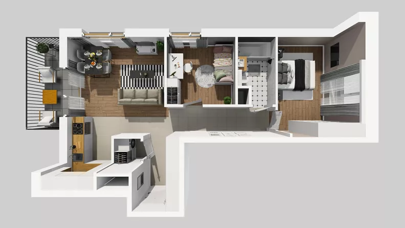3 pokoje, mieszkanie 63,79 m², piętro 3, oferta nr D/30, Osiedle Wilno 8.1.2, Warszawa, Targówek, Elsnerów, ul. Bukowiecka