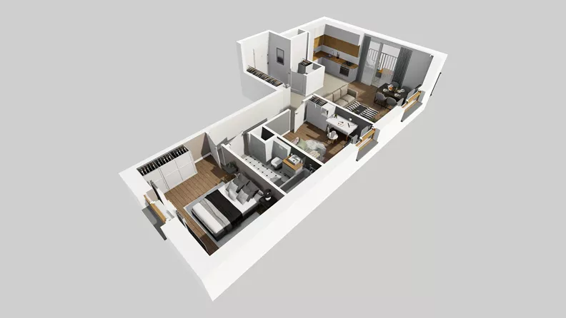 3 pokoje, mieszkanie 63,79 m², piętro 3, oferta nr D/30, Osiedle Wilno 8.1.2, Warszawa, Targówek, Elsnerów, ul. Bukowiecka