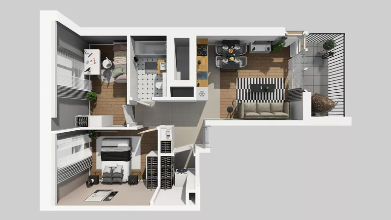3 pokoje, mieszkanie 52,42 m², piętro 2, oferta nr D/72, Osiedle Wilno 8.1.2, Warszawa, Targówek, Elsnerów, ul. Bukowiecka