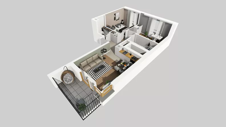 3 pokoje, mieszkanie 52,42 m², piętro 2, oferta nr D/72, Osiedle Wilno 8.1.2, Warszawa, Targówek, Elsnerów, ul. Bukowiecka