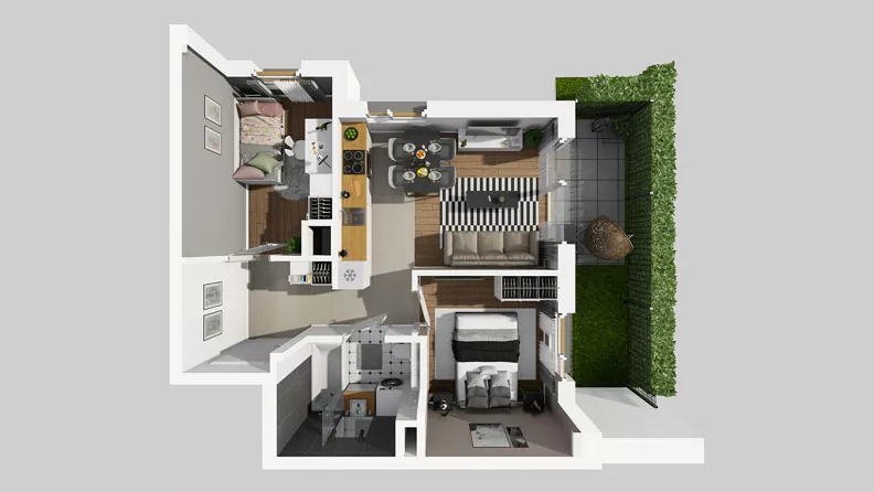 3 pokoje, mieszkanie 43,49 m², parter, oferta nr B/3, Osiedle Wilno 8.1.2, Warszawa, Targówek, Elsnerów, ul. Bukowiecka