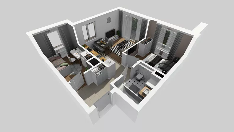3 pokoje, mieszkanie 43,49 m², parter, oferta nr B/3, Osiedle Wilno 8.1.2, Warszawa, Targówek, Elsnerów, ul. Bukowiecka