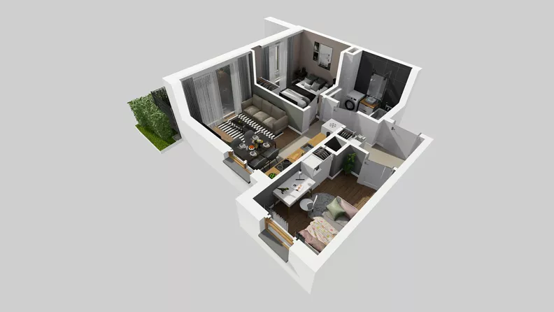 3 pokoje, mieszkanie 43,49 m², parter, oferta nr B/3, Osiedle Wilno 8.1.2, Warszawa, Targówek, Elsnerów, ul. Bukowiecka