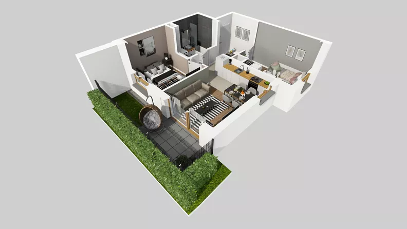 3 pokoje, mieszkanie 43,49 m², parter, oferta nr B/3, Osiedle Wilno 8.1.2, Warszawa, Targówek, Elsnerów, ul. Bukowiecka