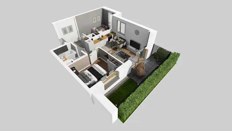 3 pokoje, mieszkanie 43,49 m², parter, oferta nr B/3, Osiedle Wilno 8.1.2, Warszawa, Targówek, Elsnerów, ul. Bukowiecka