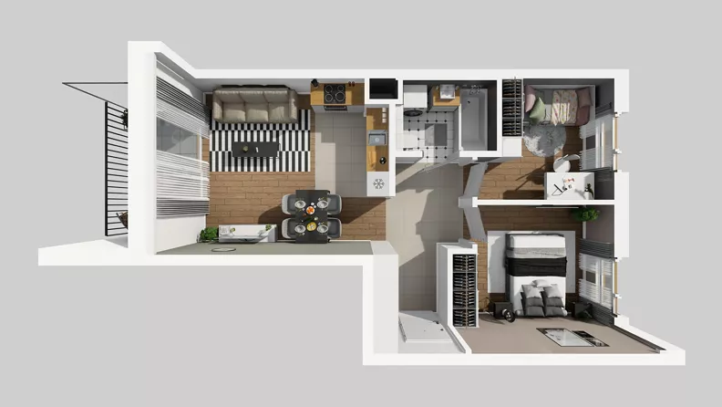 3 pokoje, mieszkanie 51,45 m², piętro 3, oferta nr B/30, Osiedle Wilno 8.1.2, Warszawa, Targówek, Elsnerów, ul. Bukowiecka
