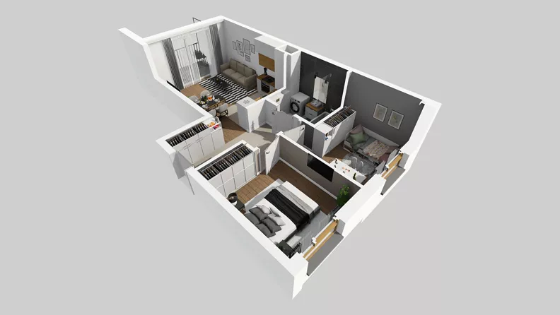3 pokoje, mieszkanie 51,45 m², piętro 3, oferta nr B/30, Osiedle Wilno 8.1.2, Warszawa, Targówek, Elsnerów, ul. Bukowiecka