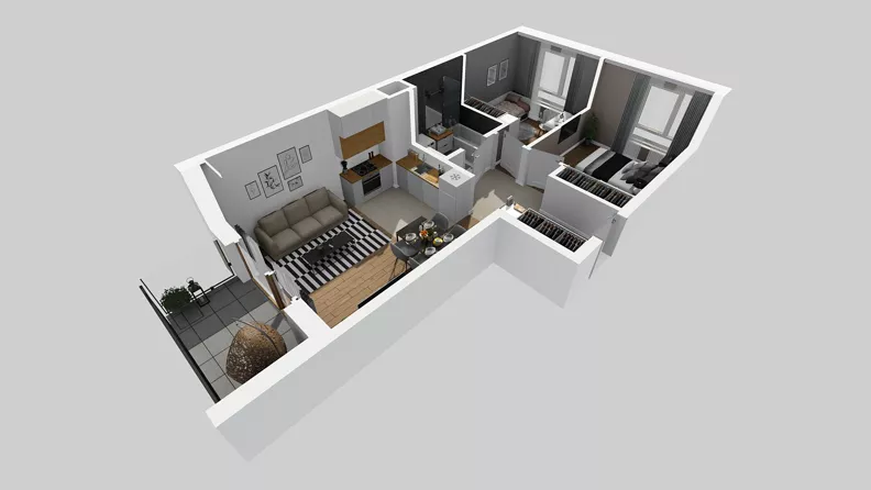 3 pokoje, mieszkanie 51,45 m², piętro 3, oferta nr B/30, Osiedle Wilno 8.1.2, Warszawa, Targówek, Elsnerów, ul. Bukowiecka