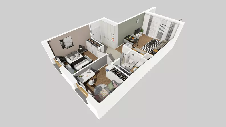 3 pokoje, mieszkanie 51,45 m², piętro 3, oferta nr B/30, Osiedle Wilno 8.1.2, Warszawa, Targówek, Elsnerów, ul. Bukowiecka