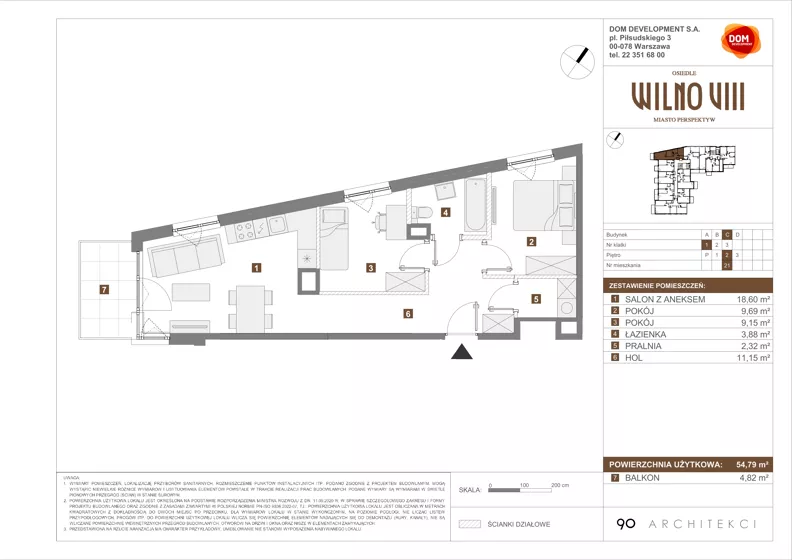 3 pokoje, mieszkanie 54,79 m², piętro 2, oferta nr C/21, Osiedle Wilno 8.1.2, Warszawa, Targówek, Elsnerów, ul. Bukowiecka