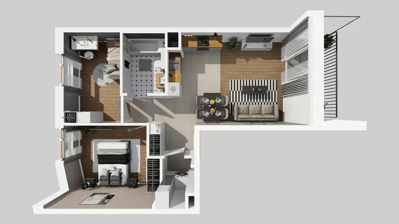 3 pokoje, mieszkanie 58,60 m², piętro 3, oferta nr C/30, Osiedle Wilno 8.1.2, Warszawa, Targówek, Elsnerów, ul. Bukowiecka