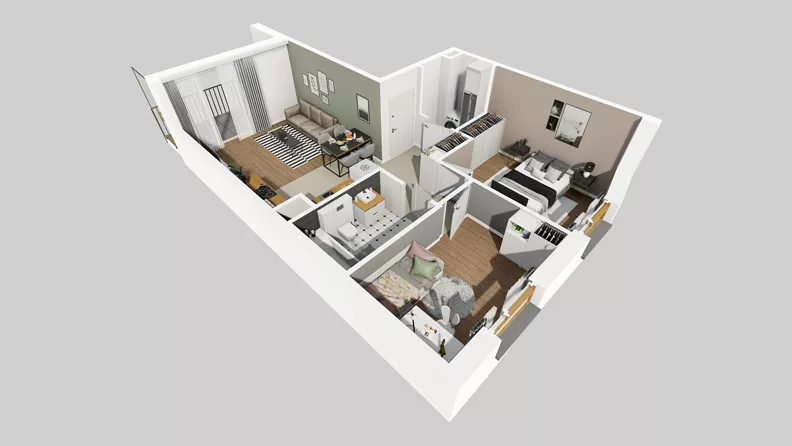 3 pokoje, mieszkanie 58,60 m², piętro 3, oferta nr C/30, Osiedle Wilno 8.1.2, Warszawa, Targówek, Elsnerów, ul. Bukowiecka