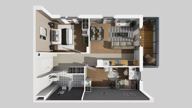 3 pokoje, mieszkanie 56,31 m², piętro 1, oferta nr S/4, Wille Biskupin 2.1, Wrocław, Biskupin-Sępolno-Dąbie-Bartoszowice, Śródmieście, ul. K. Olszewskiego