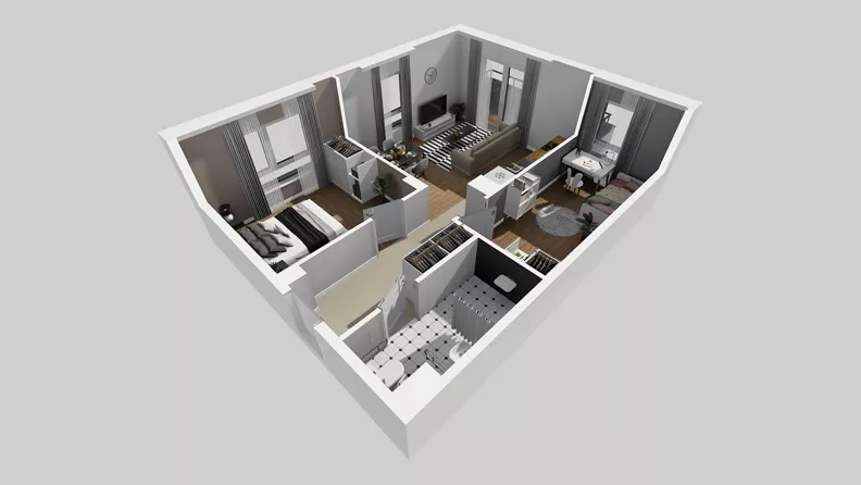 3 pokoje, mieszkanie 56,31 m², piętro 1, oferta nr S/4, Wille Biskupin 2.1, Wrocław, Biskupin-Sępolno-Dąbie-Bartoszowice, Śródmieście, ul. K. Olszewskiego