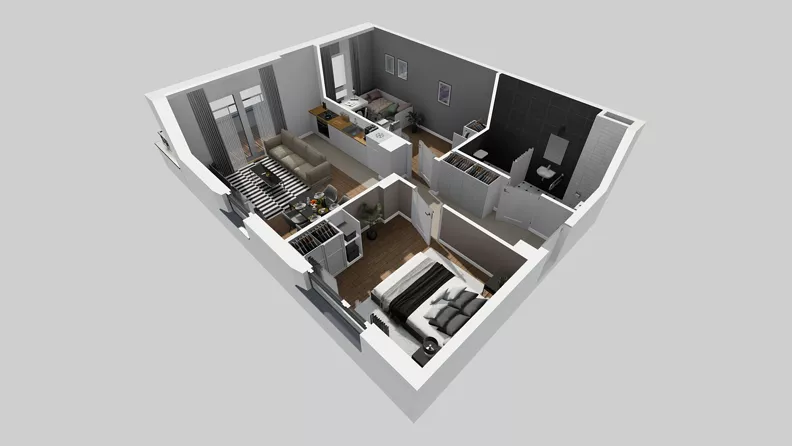 3 pokoje, mieszkanie 56,31 m², piętro 1, oferta nr S/4, Wille Biskupin 2.1, Wrocław, Biskupin-Sępolno-Dąbie-Bartoszowice, Śródmieście, ul. K. Olszewskiego