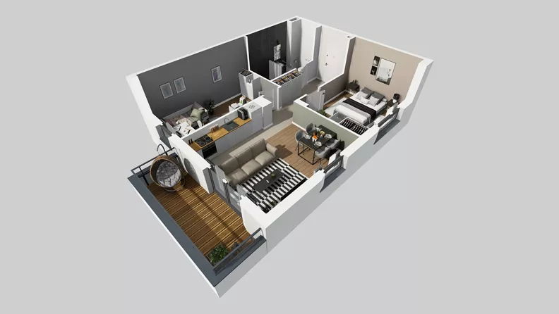 3 pokoje, mieszkanie 56,31 m², piętro 1, oferta nr S/4, Wille Biskupin 2.1, Wrocław, Biskupin-Sępolno-Dąbie-Bartoszowice, Śródmieście, ul. K. Olszewskiego