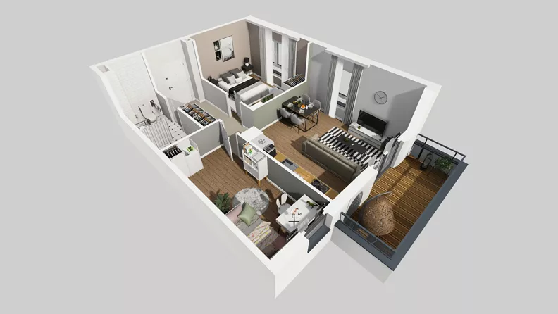3 pokoje, mieszkanie 56,31 m², piętro 1, oferta nr S/4, Wille Biskupin 2.1, Wrocław, Biskupin-Sępolno-Dąbie-Bartoszowice, Śródmieście, ul. K. Olszewskiego