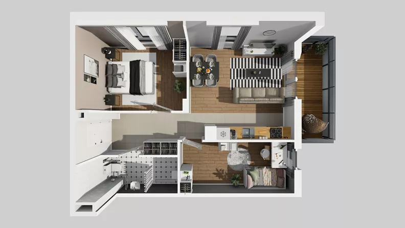 3 pokoje, mieszkanie 56,31 m², piętro 1, oferta nr T/4, Wille Biskupin 2.1, Wrocław, Biskupin-Sępolno-Dąbie-Bartoszowice, Śródmieście, ul. K. Olszewskiego