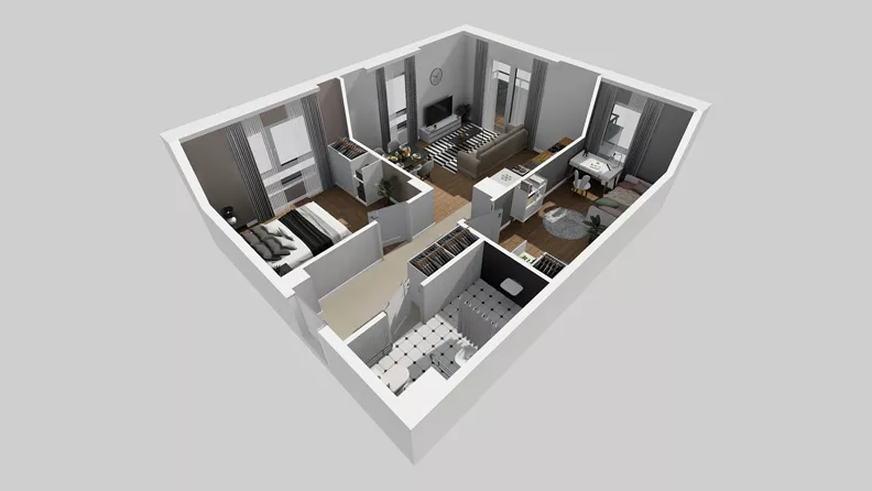 3 pokoje, mieszkanie 56,31 m², piętro 1, oferta nr T/4, Wille Biskupin 2.1, Wrocław, Biskupin-Sępolno-Dąbie-Bartoszowice, Śródmieście, ul. K. Olszewskiego