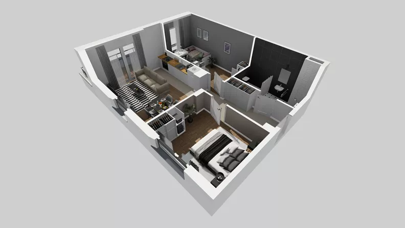 3 pokoje, mieszkanie 56,31 m², piętro 1, oferta nr T/4, Wille Biskupin 2.1, Wrocław, Biskupin-Sępolno-Dąbie-Bartoszowice, Śródmieście, ul. K. Olszewskiego