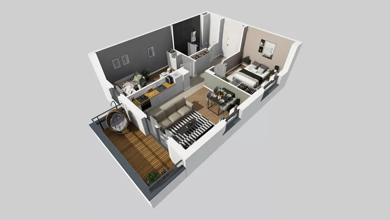 3 pokoje, mieszkanie 56,31 m², piętro 1, oferta nr T/4, Wille Biskupin 2.1, Wrocław, Biskupin-Sępolno-Dąbie-Bartoszowice, Śródmieście, ul. K. Olszewskiego