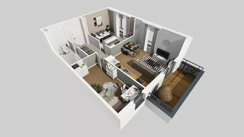 3 pokoje, mieszkanie 56,31 m², piętro 1, oferta nr T/4, Wille Biskupin 2.1, Wrocław, Biskupin-Sępolno-Dąbie-Bartoszowice, Śródmieście, ul. K. Olszewskiego