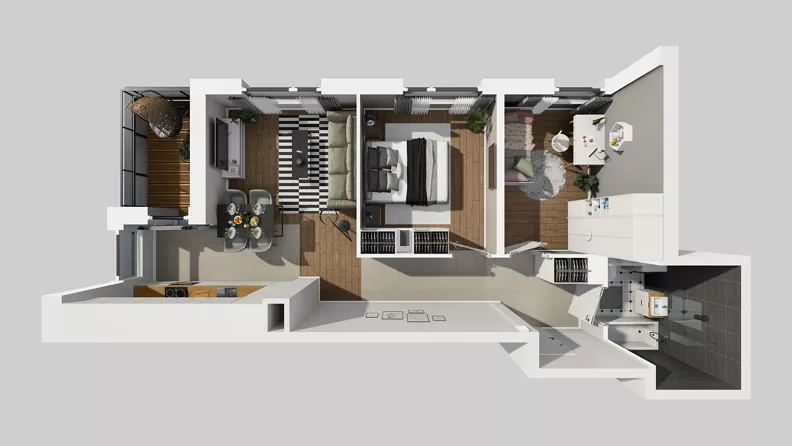 3 pokoje, mieszkanie 51,49 m², piętro 2, oferta nr T/8, Wille Biskupin 2.1, Wrocław, Biskupin-Sępolno-Dąbie-Bartoszowice, Śródmieście, ul. K. Olszewskiego