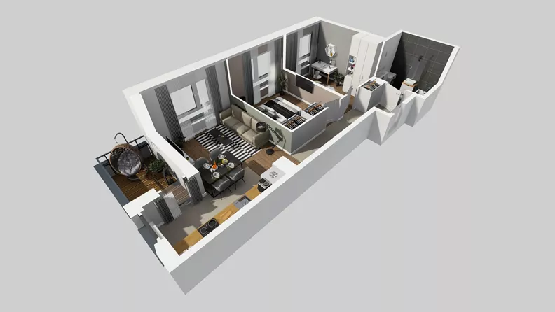 3 pokoje, mieszkanie 51,49 m², piętro 2, oferta nr T/8, Wille Biskupin 2.1, Wrocław, Biskupin-Sępolno-Dąbie-Bartoszowice, Śródmieście, ul. K. Olszewskiego