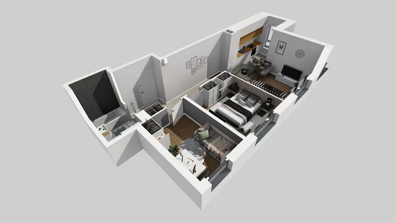 3 pokoje, mieszkanie 51,49 m², piętro 2, oferta nr T/8, Wille Biskupin 2.1, Wrocław, Biskupin-Sępolno-Dąbie-Bartoszowice, Śródmieście, ul. K. Olszewskiego