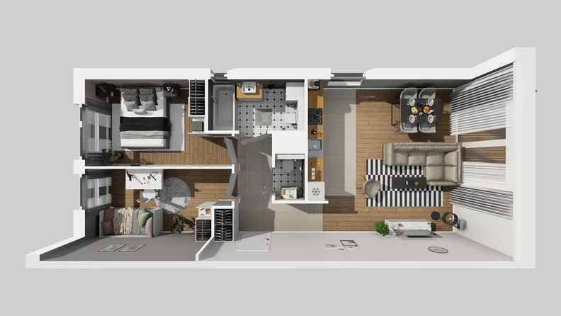 3 pokoje, mieszkanie 62,18 m², piętro 2, oferta nr W/7, Wille Biskupin 2.1, Wrocław, Biskupin-Sępolno-Dąbie-Bartoszowice, Śródmieście, ul. K. Olszewskiego
