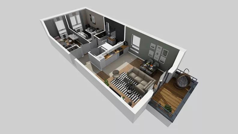 3 pokoje, mieszkanie 62,18 m², piętro 2, oferta nr W/7, Wille Biskupin 2.1, Wrocław, Biskupin-Sępolno-Dąbie-Bartoszowice, Śródmieście, ul. K. Olszewskiego