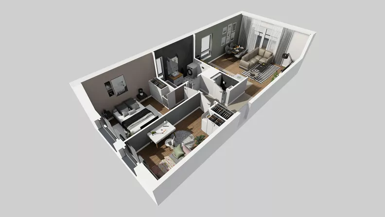3 pokoje, mieszkanie 62,18 m², piętro 2, oferta nr W/7, Wille Biskupin 2.1, Wrocław, Biskupin-Sępolno-Dąbie-Bartoszowice, Śródmieście, ul. K. Olszewskiego