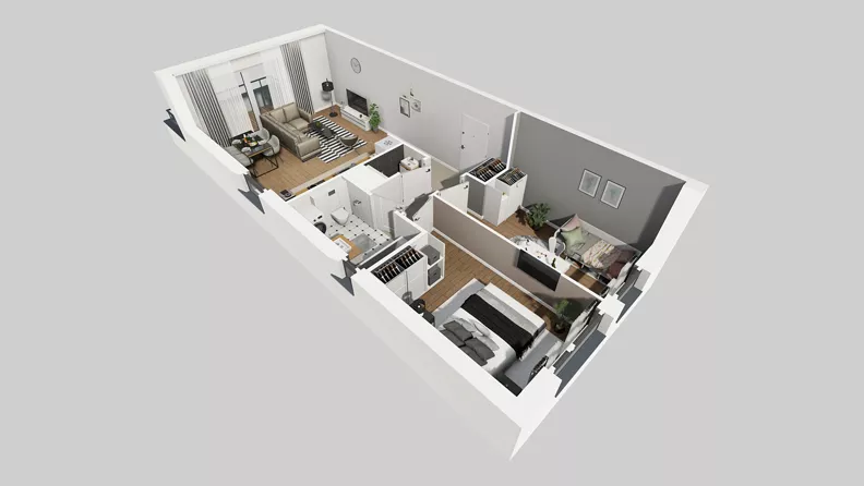 3 pokoje, mieszkanie 62,18 m², piętro 2, oferta nr W/7, Wille Biskupin 2.1, Wrocław, Biskupin-Sępolno-Dąbie-Bartoszowice, Śródmieście, ul. K. Olszewskiego