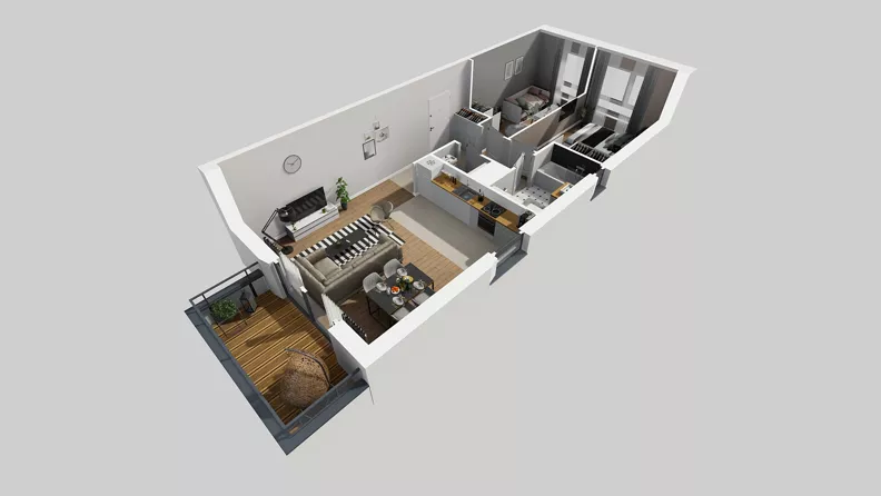 3 pokoje, mieszkanie 62,18 m², piętro 2, oferta nr W/7, Wille Biskupin 2.1, Wrocław, Biskupin-Sępolno-Dąbie-Bartoszowice, Śródmieście, ul. K. Olszewskiego