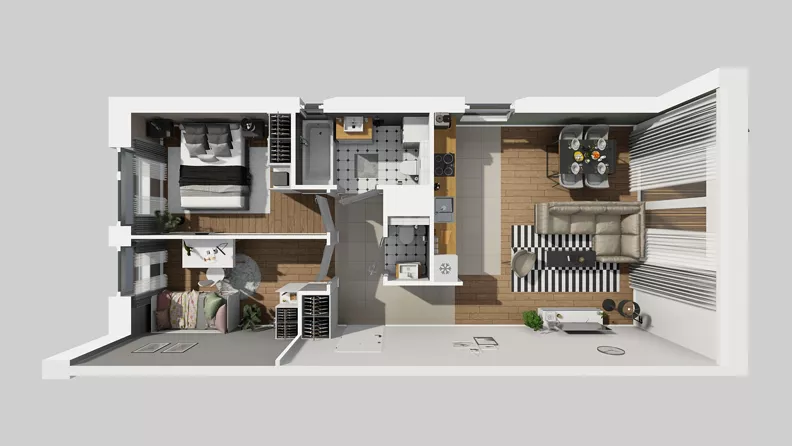 3 pokoje, mieszkanie 62,18 m², piętro 2, oferta nr V/7, Wille Biskupin 2.1, Wrocław, Biskupin-Sępolno-Dąbie-Bartoszowice, Śródmieście, ul. K. Olszewskiego