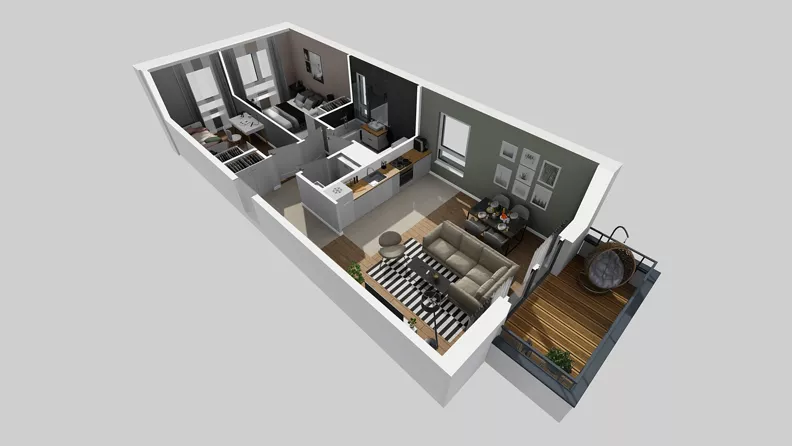 3 pokoje, mieszkanie 62,18 m², piętro 2, oferta nr V/7, Wille Biskupin 2.1, Wrocław, Biskupin-Sępolno-Dąbie-Bartoszowice, Śródmieście, ul. K. Olszewskiego